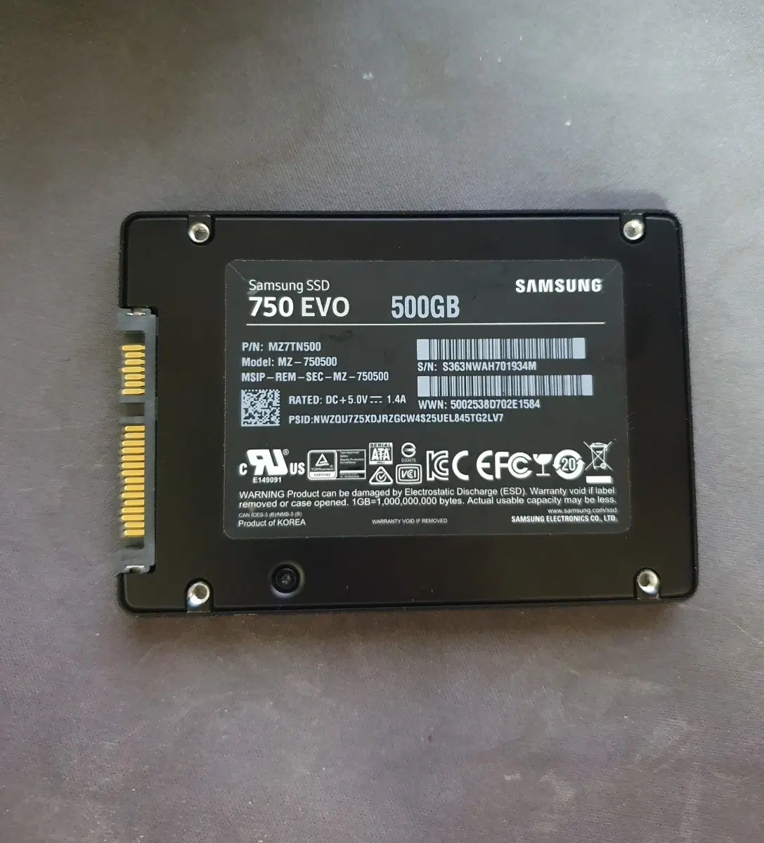 SAMSUNG SSD 750 EVO 500GB 中古 コンピュータ SSD 【公式通販】